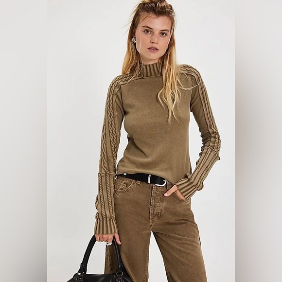 NWT FREE PEOPLE We The Free Breezy Swit TopFossil Dune MSRP $88 CURRENT ON FP